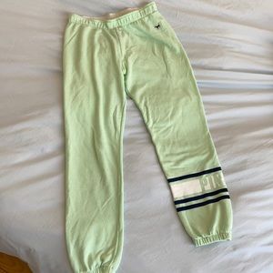 VS Pink mint green varsity stripe joggers XS